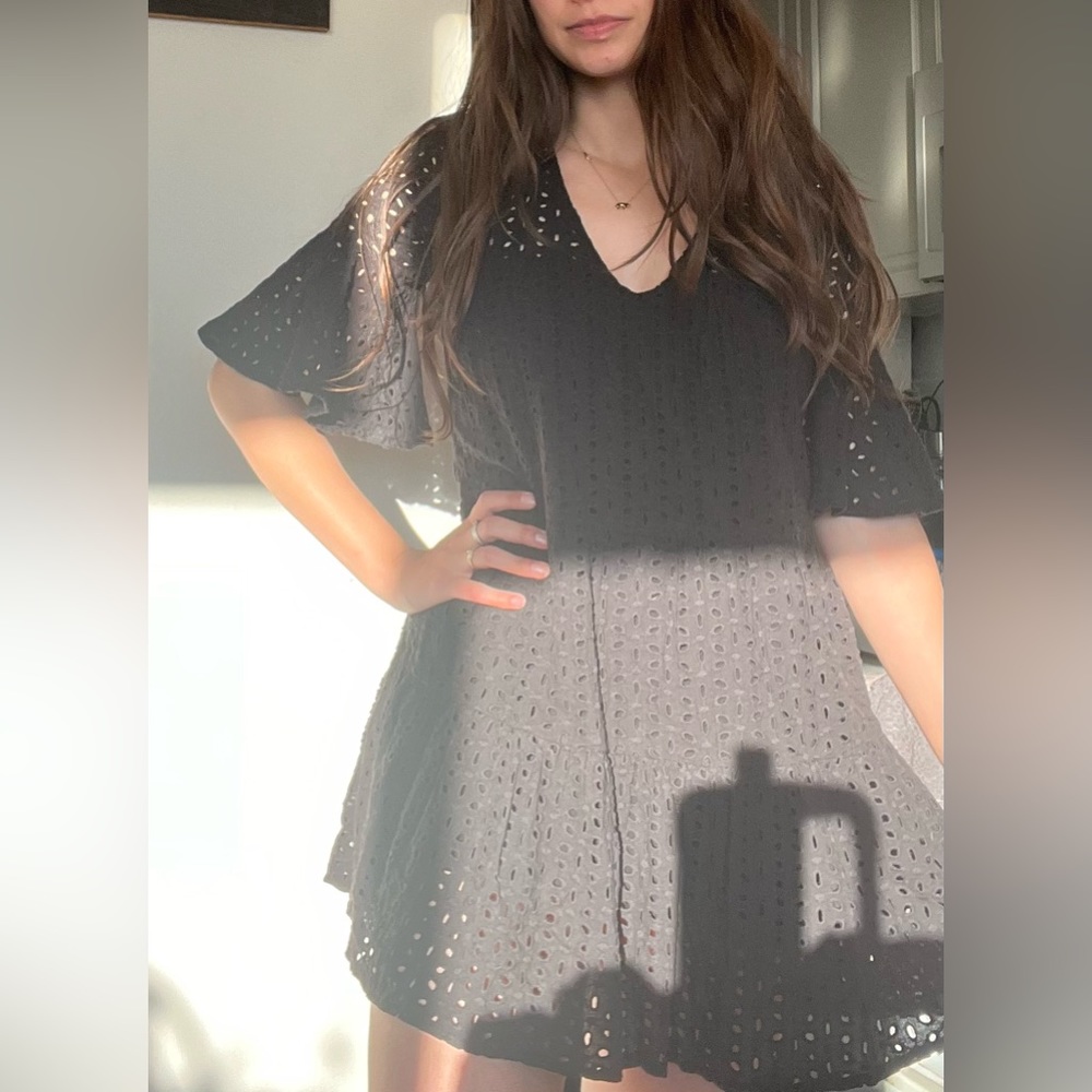 Mustard Seed Black Eyelet Lace Dress